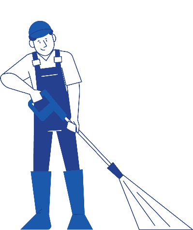 Illustration of a pressure washing technician holding a spray wand